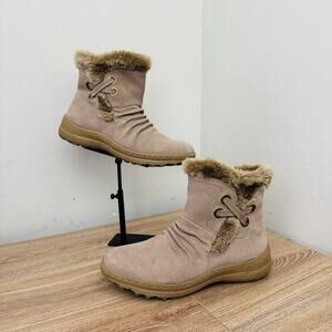 BareTraps Adalyn Brown Suede Fur Lined Booties Women’s Size 9.5